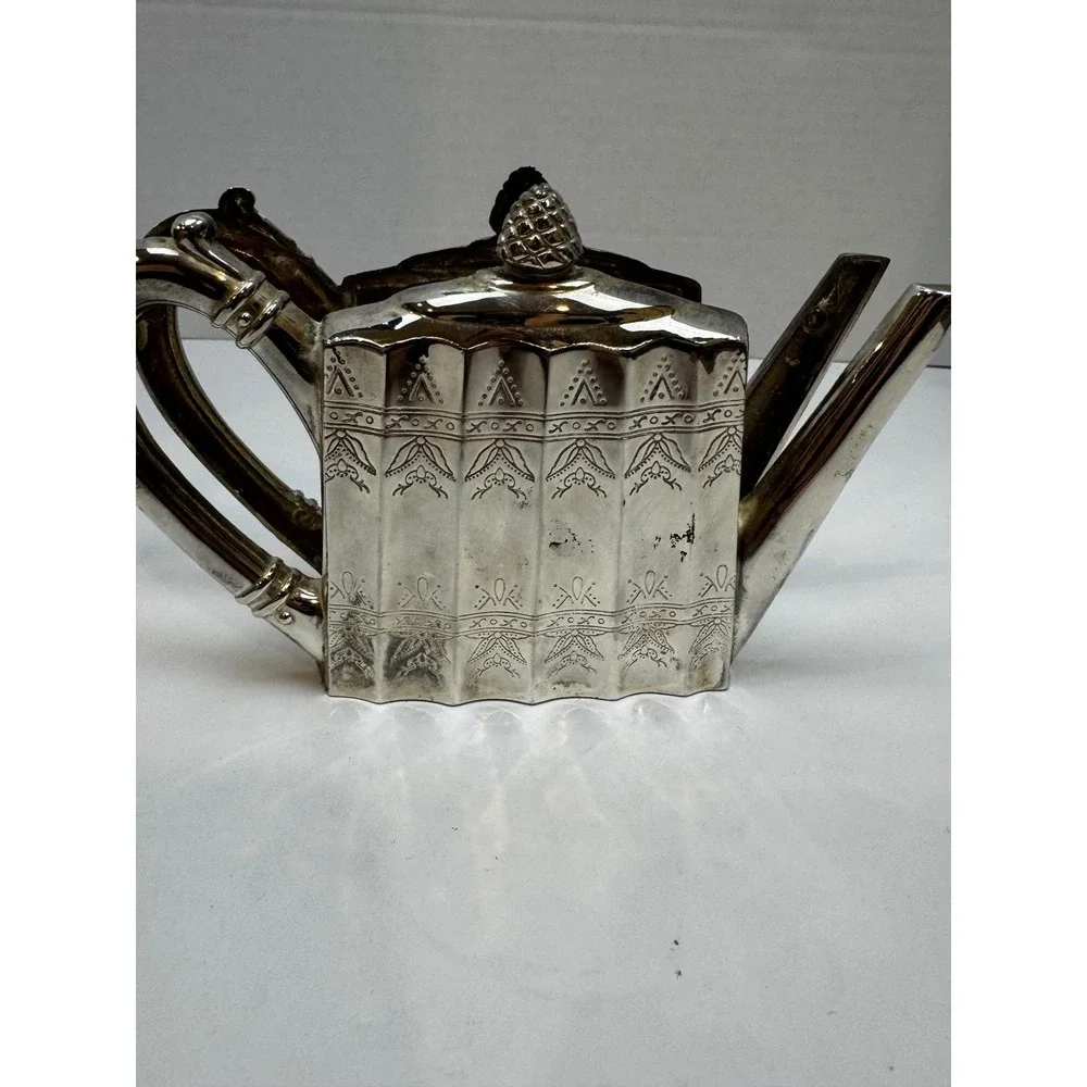 Godinger Silver Art Co 1993 Teapot Napkin Holder Silver Plated Vintage‎ Decor